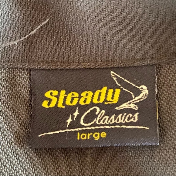 Steady Classics Bowling Shirt Retro Green Diamond Print Casual Lounge Large L - Picture 3 of 6
